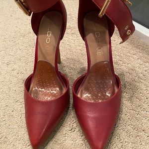 Strappy red high heels